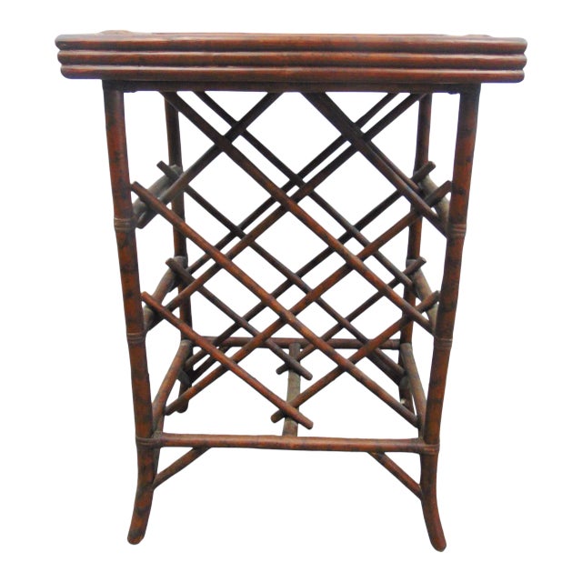 Regency Style Burnt Bamboo Wine Rack/ Serving Tray Top Chairish