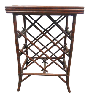 Regency Style Burnt Bamboo Wine Rack/ Serving Tray Top