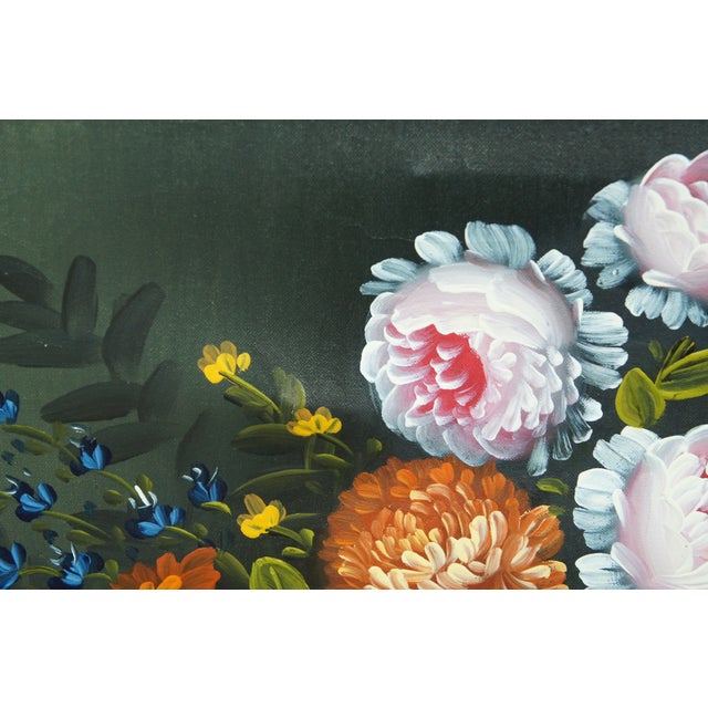 Late 20th Century L. Martin Floral Botanical Still Life Bouquet of Flowers Oil Painting on Canvas, Framed For Sale - Image 6 of 11