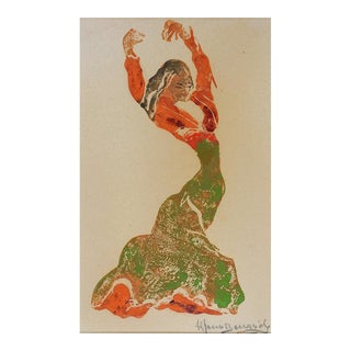 Vintage Monotype Flamenco Dancer For Sale