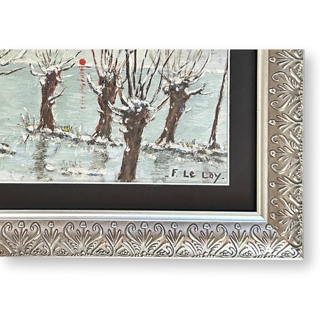 French Antique French Winter Forest Painting For Sale - Image 3 of 3
