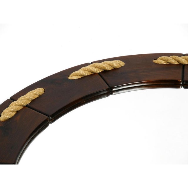 Large Danish Round Wall Mirror in Pine, 1970s For Sale - Image 15 of 16