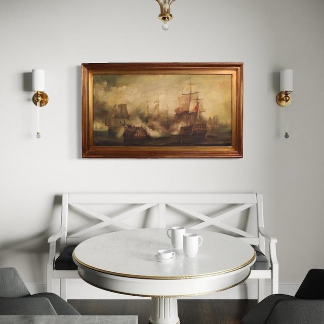 1950s Auguste Mayer, Seascape Battle of Trafalgar, 1954, Oil on Canvas For Sale - Image 5 of 15