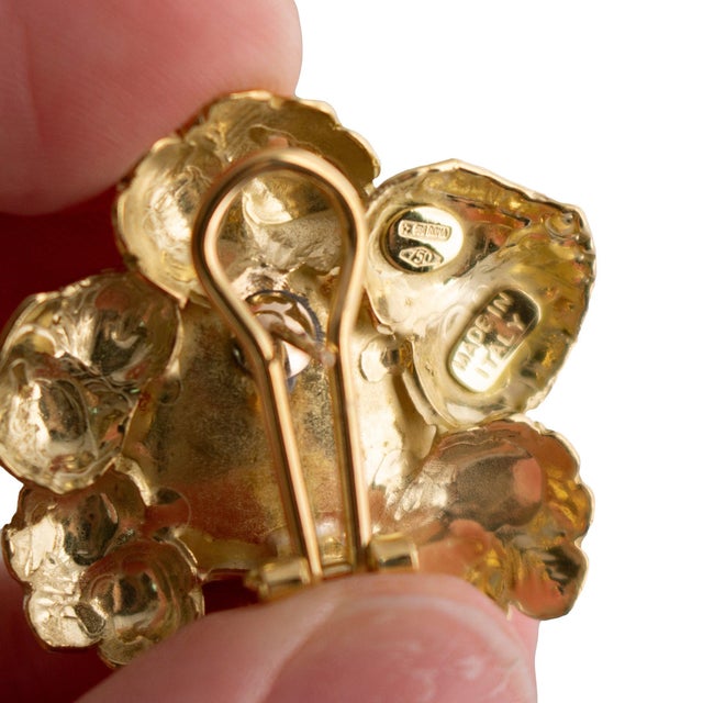 Floral Mabe Pearl Earrings, a Pair For Sale - Image 4 of 4