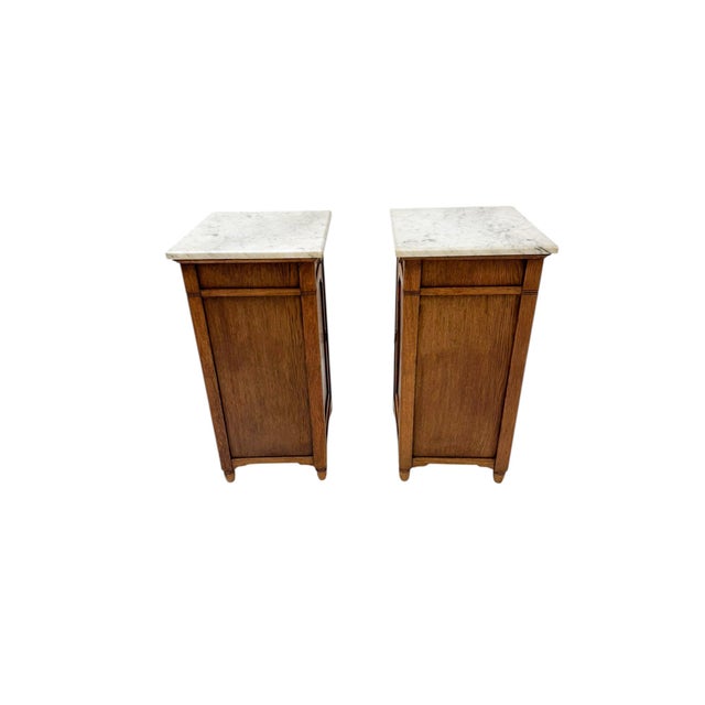 Antique Art Nouveau Oak Nightstands, 1900s, Set of 2 For Sale - Image 3 of 9