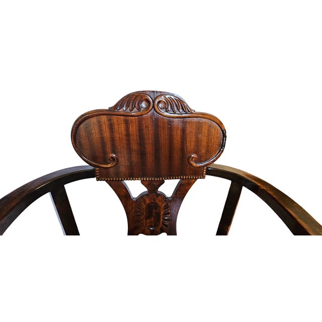 Brown Late 19th Century Antique Throne Chair Carved Lion Head Arms For Sale - Image 8 of 12