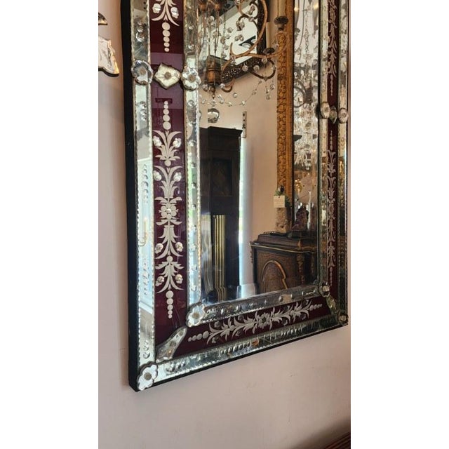 Early 20th Century Venetian Red Border Mirror For Sale - Image 9 of 10