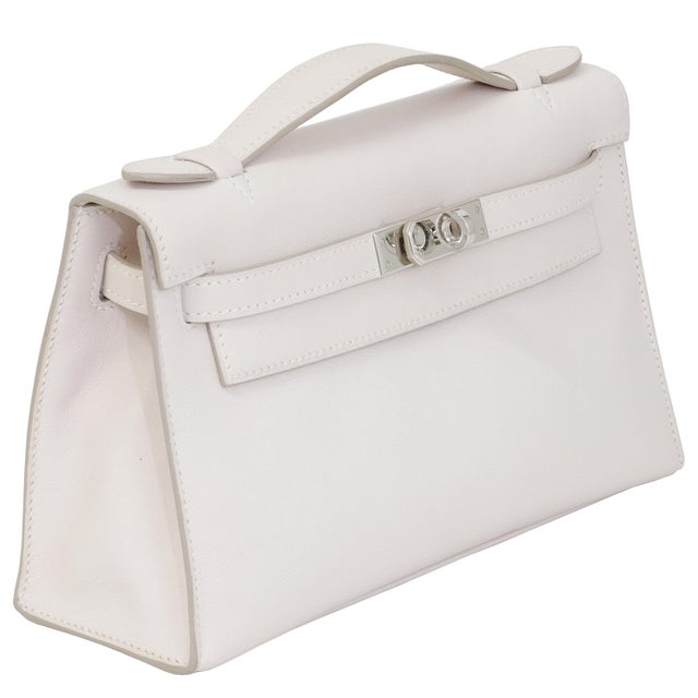 Hermès Kelly Pochette Rose Dragée Swift Palladium Hardware 2007 For Sale In New York - Image 6 of 9