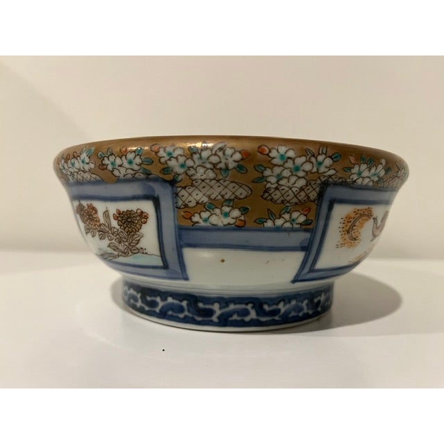 Antique Colored Imari Bowl With Gold Edge and Detailed Painting - Horse in Center For Sale - Image 9 of 18