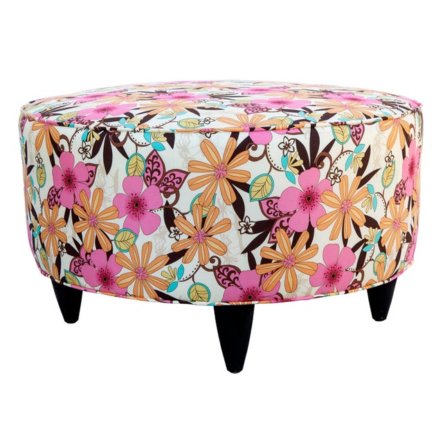 Textile Late 20th Century Large Floral Foot Stool For Sale - Image 7 of 10