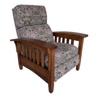 Ethan Allen Arts & Crafts Mission Style Cherry Recliner Lounge Chair For Sale