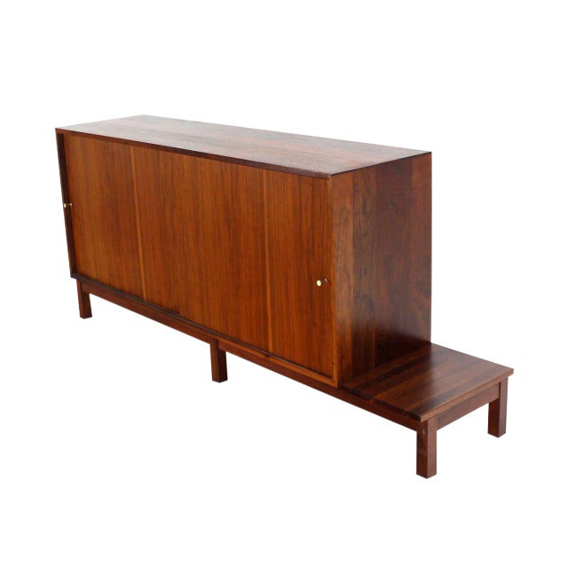 20th Century Danish Modern Solid Oiled Walnut Credenza With Sliding Doors For Sale - Image 10 of 10