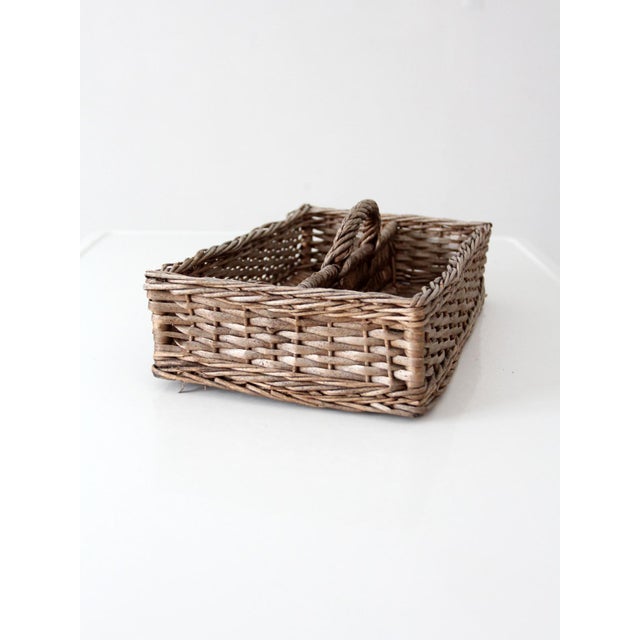 Vintage Divided Wicker Gathering Basket For Sale - Image 4 of 15