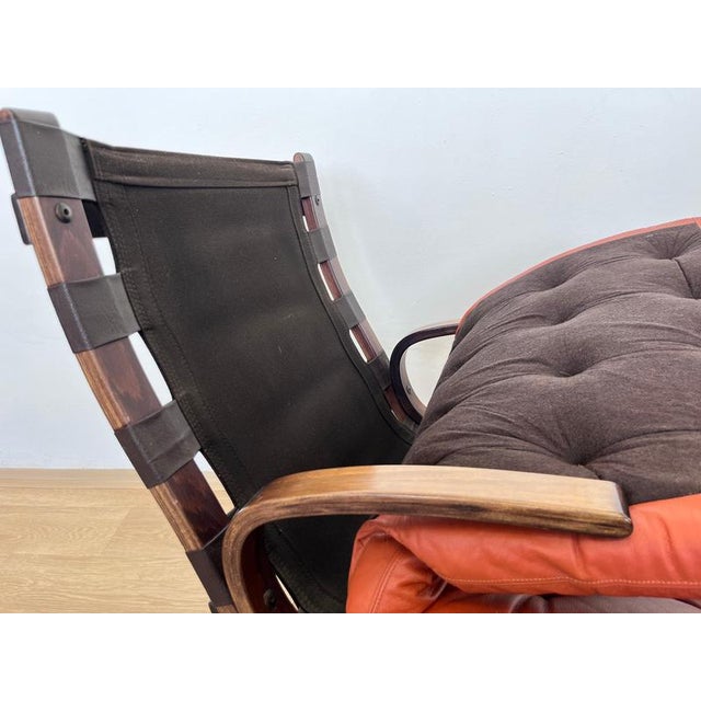 Mid-Century Danish Bentwood and Leather Armchair attributed to Farstrup, 1970s For Sale - Image 6 of 8