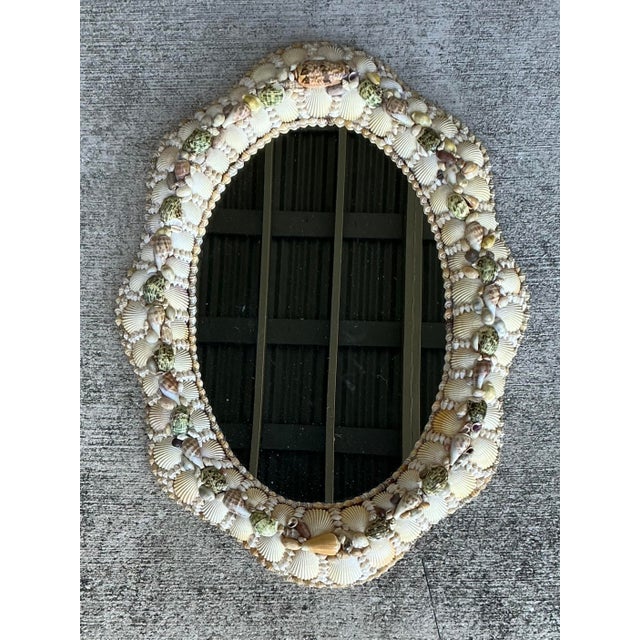 Late 20th Century Vintage Boho Shell Encrusted Mirror For Sale - Image 5 of 11