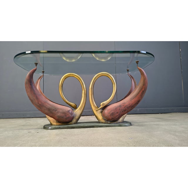 Vintage Brass Swan Coffee Table, 1970s For Sale - Image 6 of 10