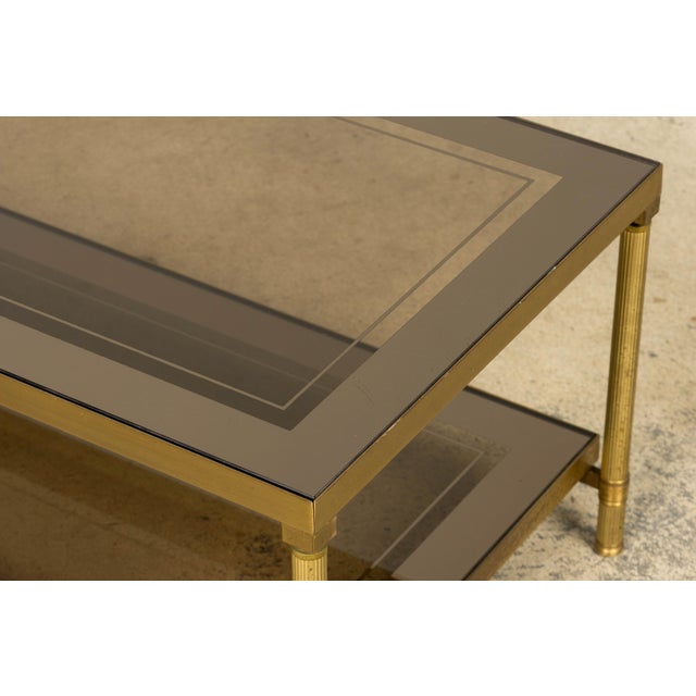 Brass Mid-20th Century French Neoclassical Coffee Table With Brass & Glass For Sale - Image 8 of 17