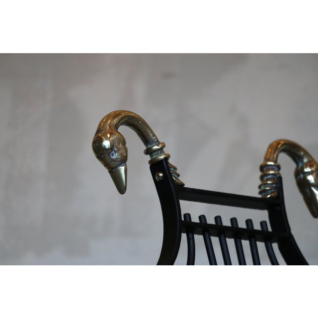 1950s Iron Lyre Back Settee With Brass Swan Heads & Paw Feet by Samuel Copelon For Sale - Image 18 of 18