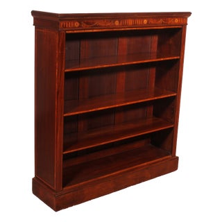 19th Century Mahogany and Inlays Open Bookcase For Sale