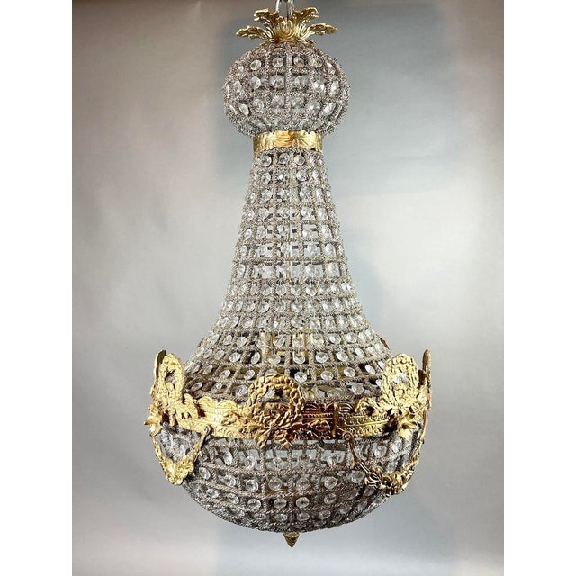 1960 French Louis XVI Gold Bronze Chandelier - 1 Pc For Sale - Image 9 of 17