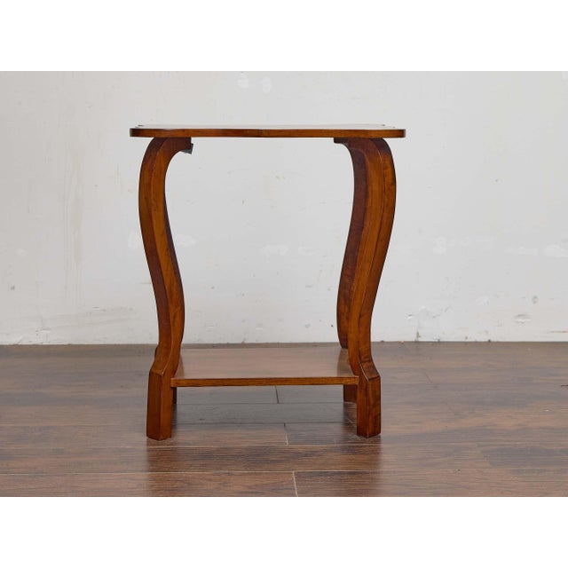 Austrian Biedermeier 19th Century Walnut Side Table With Star Marquetry Top For Sale - Image 10 of 11