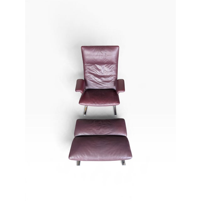 Purple Set of DS 2030 Leather Chair with Ottoman from de Sede, 1970s For Sale - Image 8 of 9