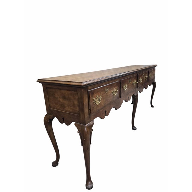 Wood Vintage Queen Anne Style Walnut Console Table/Sideboard by Baker Furniture Co. For Sale - Image 7 of 10
