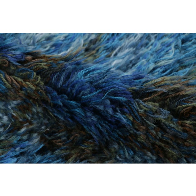 Vintage Swedish Rya Runner With Blue and Gray Geometric Pattern - Rug & Kilim For Sale In New York - Image 6 of 7