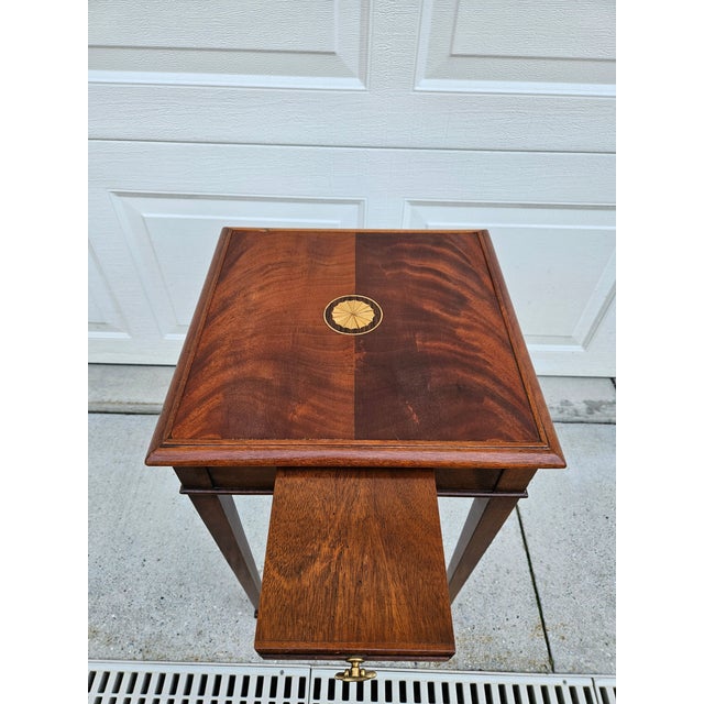Wood Square Federal Style Mahogany Inlay Side Table For Sale - Image 7 of 11