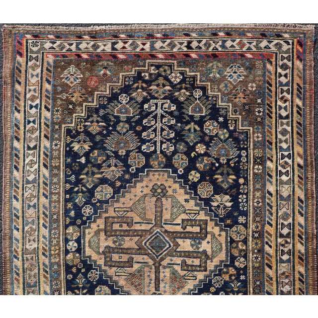 Measures: 3'6 x 5'4 Antique Persian Shiraz Rug With Rich Tribal Motifs and Medallion 3'6 x 5'4. Keivan Woven Arts / Rug /...