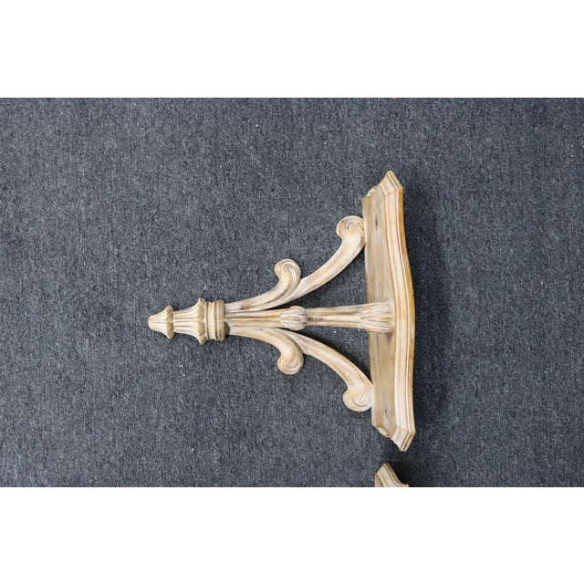 Late 20th Century Pair of Italian White-Washed Pine Wall Shelves For Sale In Philadelphia - Image 6 of 9