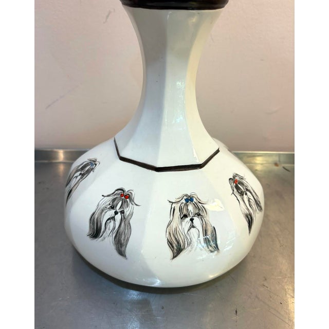 Mid-Century Modern 1960s Ceramic Shih Tzu Lamp For Sale - Image 3 of 5