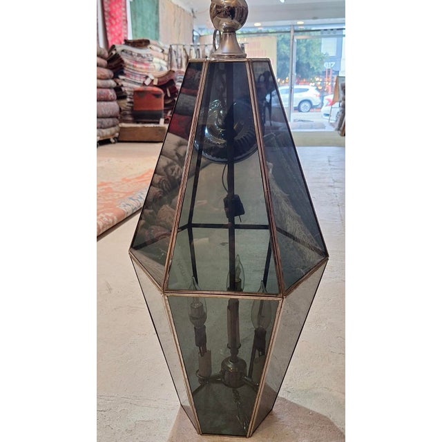 Mid 20th Century Mid-Century Pendant Brass Lighting Fixture For Sale - Image 5 of 8