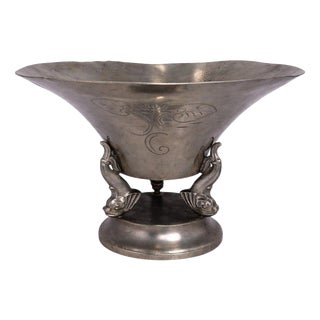 Swedish Art Deco Sculptural Pewter Bowl from GAB, 1931 For Sale