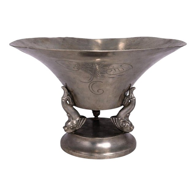 Swedish Art Deco Sculptural Pewter Bowl from GAB, 1931 For Sale