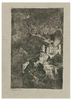 Charles Amand Durand after Rembrandt, The Rest on the Flight into Egypt, Engraving, 19th Century