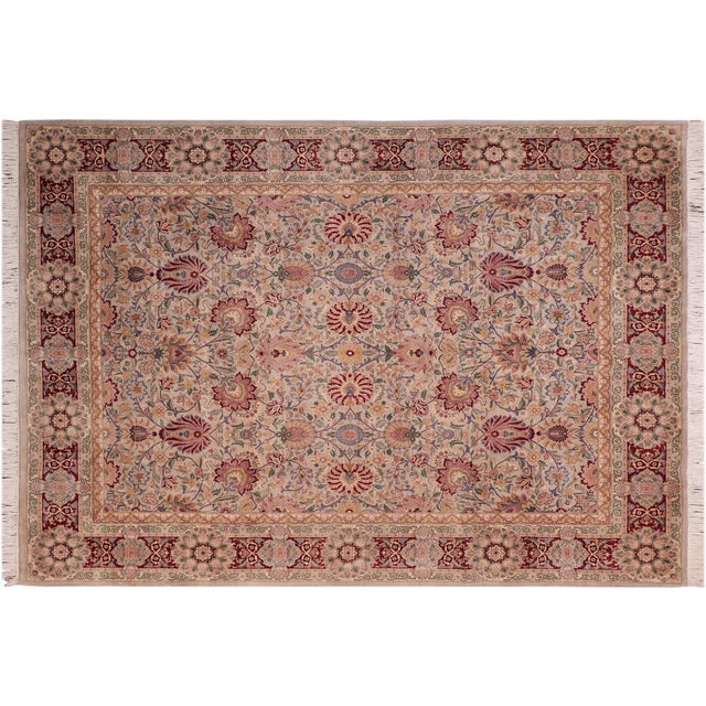 Gray Shabby Chic Floral Pak-Persian Gray/Red Wool Rug - 8'2'' X 10'4'' For Sale - Image 8 of 9