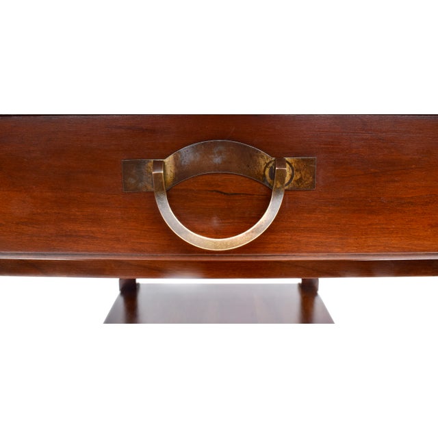 Mid-Century Modern Bar Cart by John Stuart, Cherry & Brass, 1960s For Sale In Philadelphia - Image 6 of 12