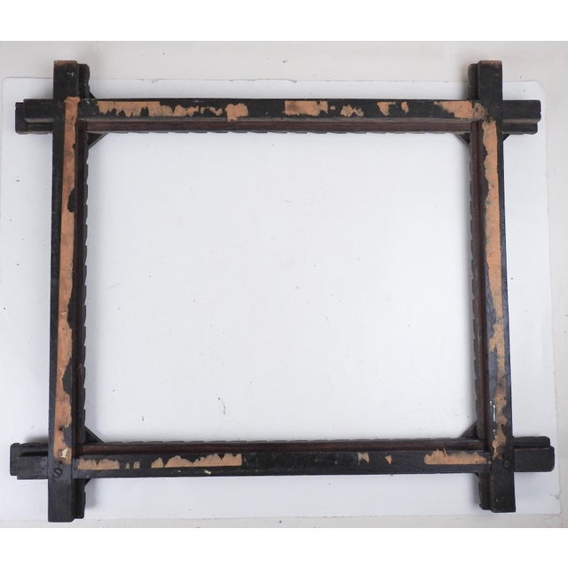 Antique Hand Carved Folk Art Wood Picture Frame For Sale In Seattle - Image 6 of 6