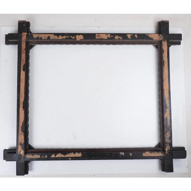 Antique Hand Carved Folk Tramp Art Wood Picture Frame For Sale In Seattle - Image 6 of 6
