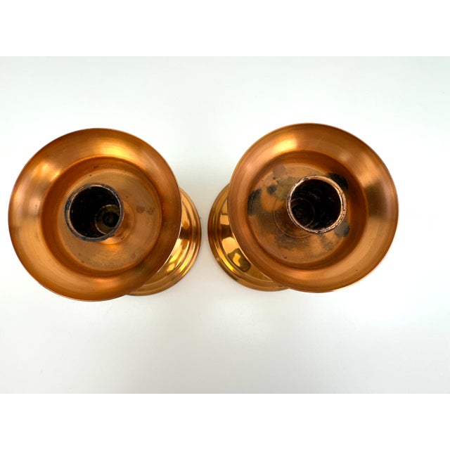 Vintage Coppercraft Guild Launton Mass. Copper and Turned Walnut Candleholders – A Pair For Sale In Little Rock - Image 6 of 9