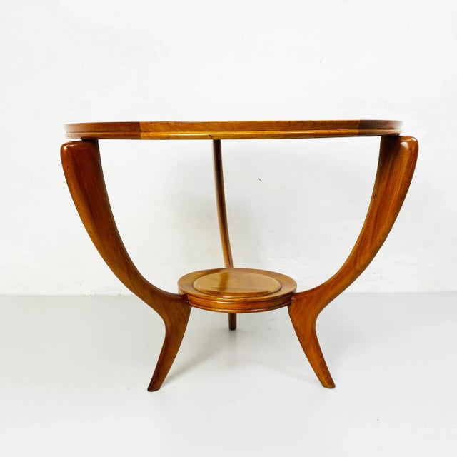 Wood Mid-Century Italian Wooden Round Table, 1950s For Sale - Image 7 of 12