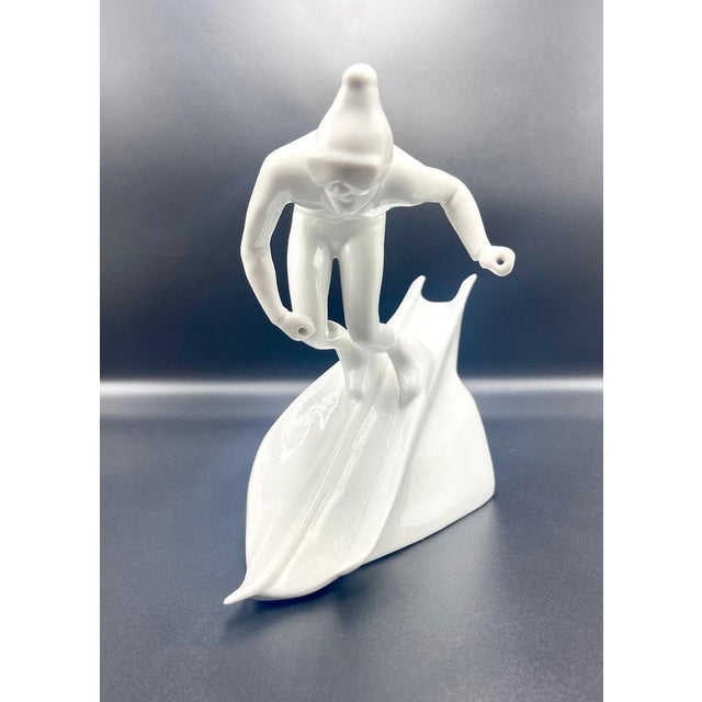 White Vintage Slalom Skier Figure in Porcelain from Royal Dux, 1950s For Sale - Image 8 of 14