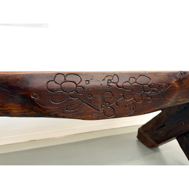 Folk Art Brutalist Table in Oak, 1900s For Sale - Image 10 of 18