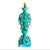 Manises lamp, circa 1960, made of ceramic, glazed and enameled in aquamarine green. It features openwork (pierced ceramic)...