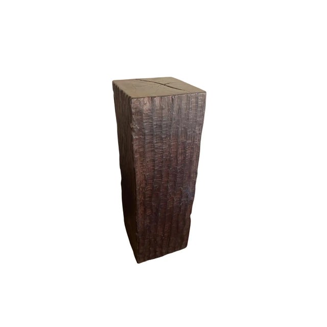 Not Yet Made - Made To Order Solid Iron Wood Pedestal With Wood Texture For Sale - Image 5 of 11