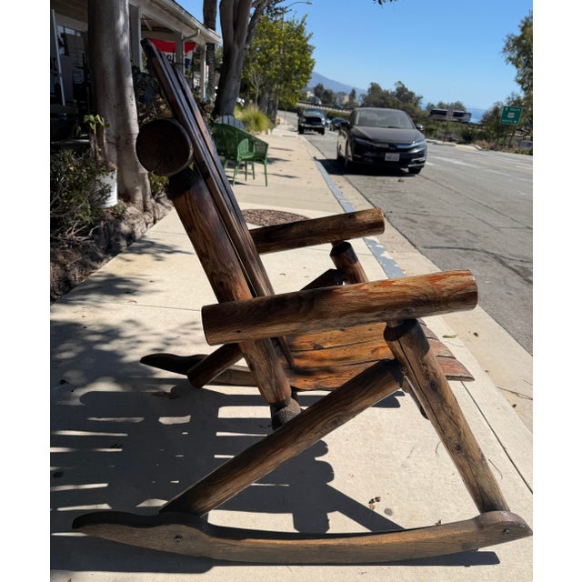 Wood Monumental 20thc Hand Made Pine Log Rocking Chair For Sale - Image 7 of 7