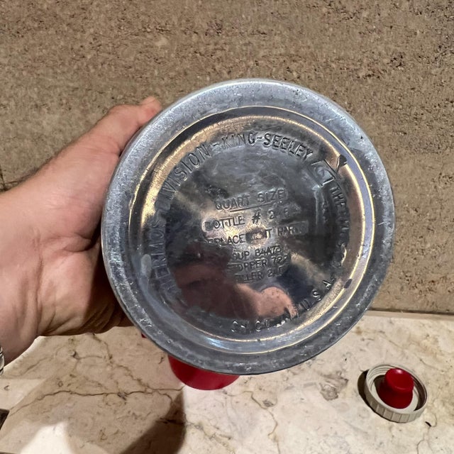 Metal 1970s Original Vintage Ribbed Thermos Retro Camp Gear Usa For Sale - Image 7 of 7