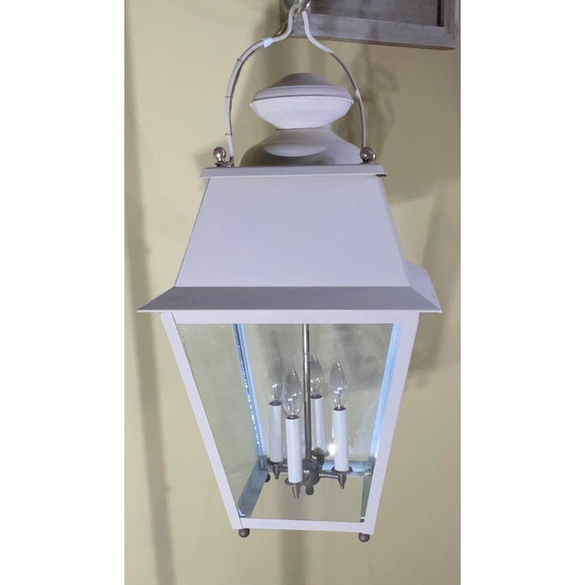 Large Four Sides Solid Brass Hanging Lantern 30” X 15” X 15” For Sale - Image 11 of 12