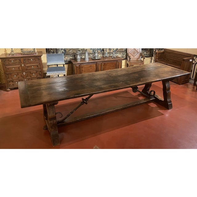 Tan Spanish Medieval Style Monastery Table in Oak For Sale - Image 8 of 14